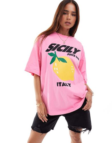 T-shirt oversize con grafica "Sicily" con limone - ASOS DESIGN - Modalova