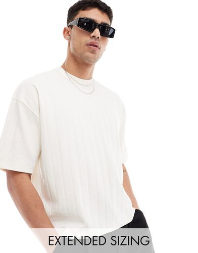T-shirt oversize squadrata bianca a coste testurizzata - ASOS DESIGN - Modalova