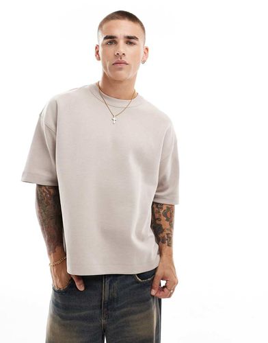 T-shirt oversize squadrata in tessuto premium interlock da 300 gsm color pietra - ASOS DESIGN - Modalova