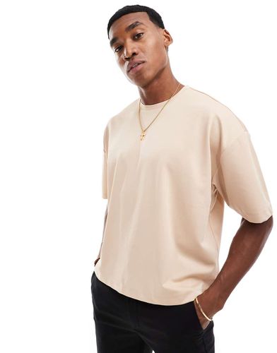 T-shirt oversize squadrata in twill color cammello - ASOS DESIGN - Modalova