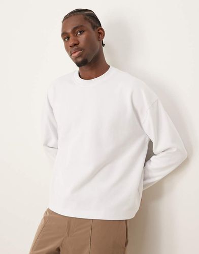 T-shirt premium a maniche lunghe oversize squadrata interlock bianca 300gsm - ASOS DESIGN - Modalova