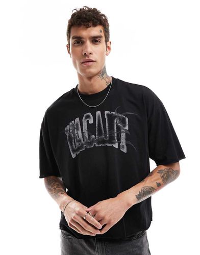 T-shirt squadrata oversize nera con grafica "Vacant" - ASOS DESIGN - Modalova