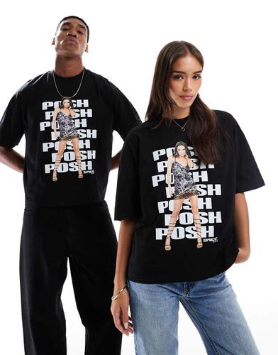 T-shirt squadrata oversize nera con stampa "Posh" delle Spice Girls - ASOS DESIGN - Modalova