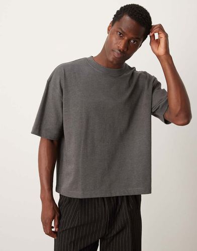 T-shirt squadrata oversize pesante premium antracite mélange 300 gsm - ASOS DESIGN - Modalova