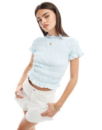 T-shirt stretta e corta azzurra arricciata - ASOS DESIGN - Modalova