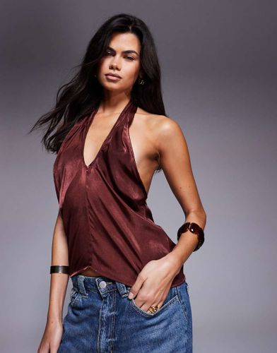 Top à encolure torsadée en satin - Asos Design - Modalova