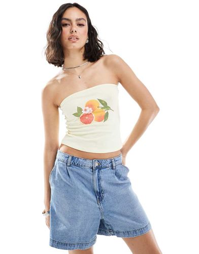 Top a fascia limone con stampa di frutta - ASOS DESIGN - Modalova