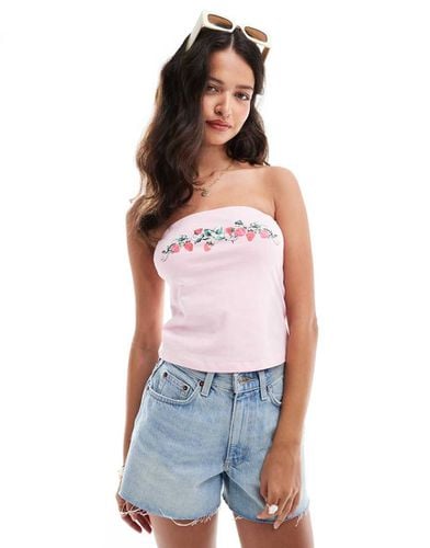 Top a fascia con stampa di fragoline - ASOS DESIGN - Modalova