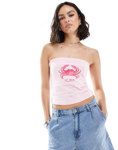 Top a fascia rosa con stampa di granchio - ASOS DESIGN - Modalova