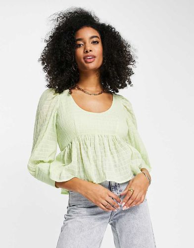 Top arricciato con peplo e polsini profondi salvia - ASOS DESIGN - Modalova