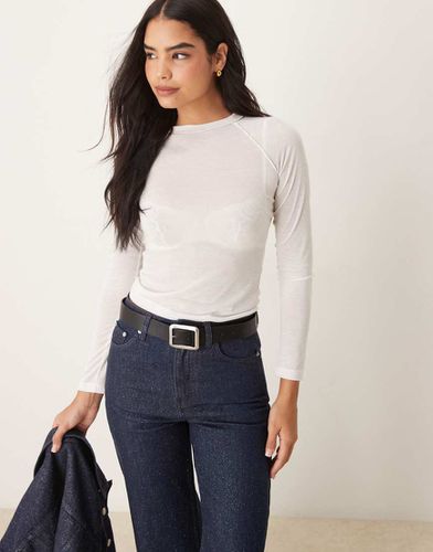 Top puntinato con maniche lunghe raglan e cuciture a vista - ASOS DESIGN - Modalova