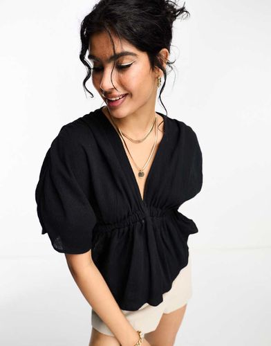 Top stropicciato con allacciatura laterale e scollo profondo - ASOS DESIGN - Modalova