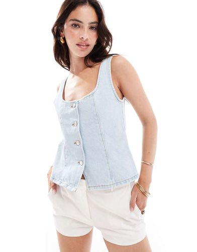 Top strutturato in denim candeggiato - ASOS DESIGN - Modalova