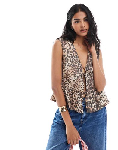 Top senza maniche con stampa animalier e allacciatura sul davanti - ASOS DESIGN - Modalova