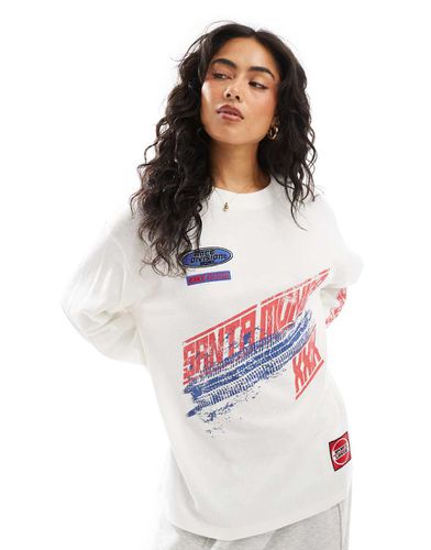 Top skater a maniche lunghe color crema con grafica "Santa Monica" in stile racing - ASOS DESIGN - Modalova