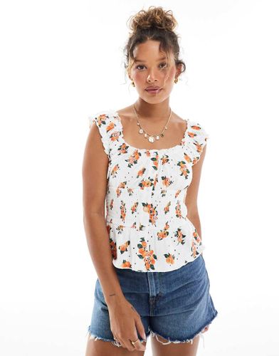 Top tendance folk boutonné en broderie anglaises - Imprimé oranges - Asos Design - Modalova