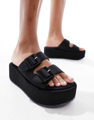 Taxon - Sandali flatform neri stile sabot con fibbie - ASOS DESIGN - Modalova