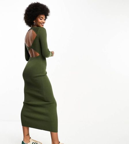 ASOS DESIGN Tall - Vestito midi in maglia kaki con cut-out sul retro - ASOS Tall - Modalova