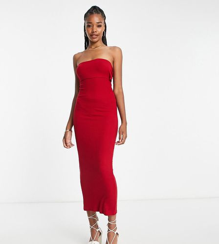 ASOS DESIGN Tall - Vestito a fascia multiposizione con gonna al polpaccio da mare rosso a coste - ASOS Tall - Modalova