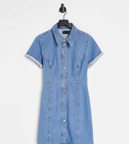 ASOS DESIGN Tall - Vestito camicia in denim aderente lavaggio medio - ASOS Tall - Modalova