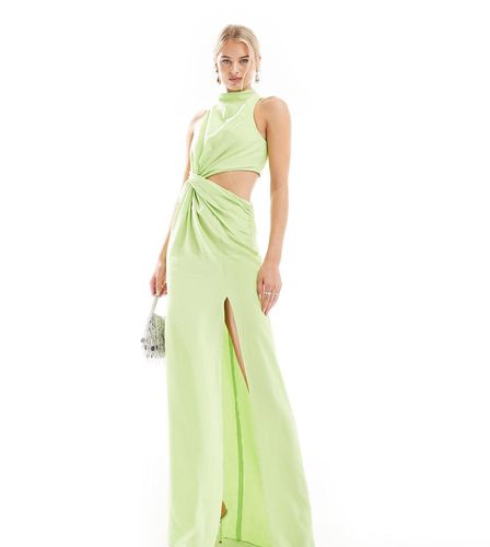 ASOS DESIGN Tall - Vestito lungo verde lime con scollo a vogatore e incrocio in vita - ASOS Tall - Modalova