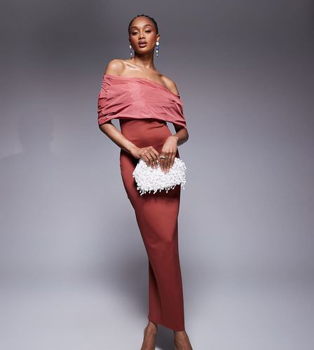 ASOS DESIGN Tall - Robe mi-longue avec corsage en taffeta façonné et encolure Bardot - Asos Tall - Modalova