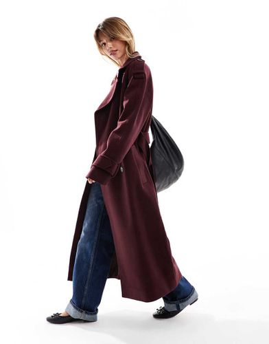 Trench elegante bordeaux effetto lana - ASOS DESIGN - Modalova