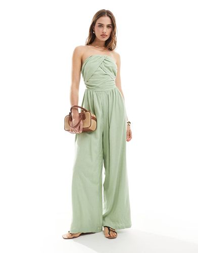 Tuta jumpsuit a fascia salvia arricciata - ASOS DESIGN - Modalova