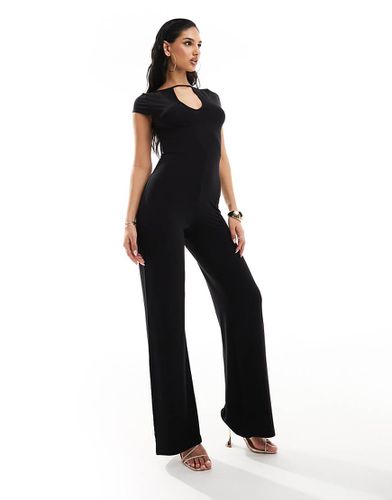 Tuta jumpsuit a fondo ampio nera anni '90 con scollo profondo - ASOS DESIGN - Modalova