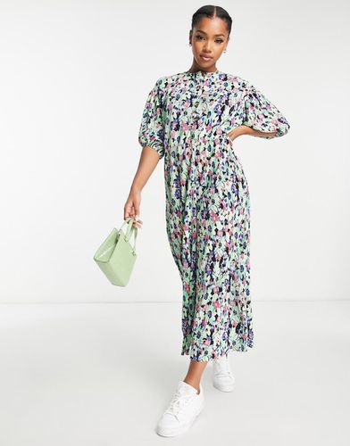 Tuta jumpsuit a punto smock plissé con stampa floreale - ASOS DESIGN - Modalova