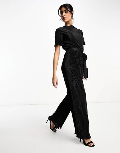 Tuta jumpsuit accollata nera plissé - ASOS DESIGN - Modalova