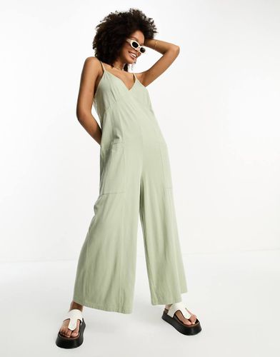 Tuta jumpsuit con fascette in jersey salvia slavato - ASOS DESIGN - Modalova