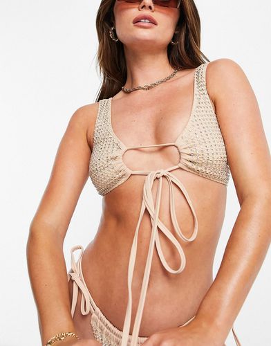 Ultra Glam - Top bikini con apertura a goccia in rete con strass - ASOS DESIGN - Modalova