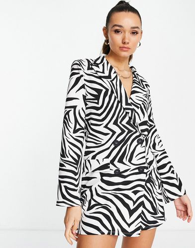 Vestito blazer squadrato oversize con stampa zebrata monocromatica - ASOS DESIGN - Modalova