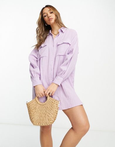Vestito camicia corto lilla in tessuto doppio - ASOS DESIGN - Modalova