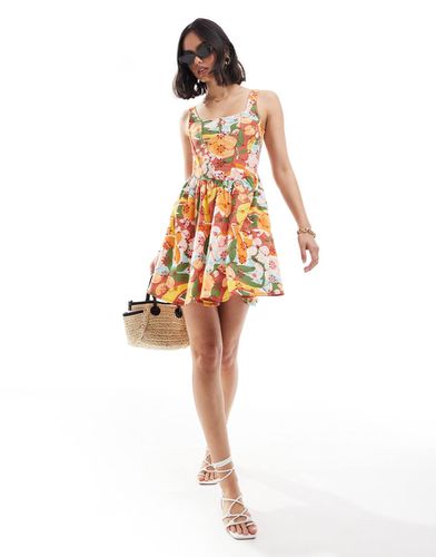 Vestito corto in pizzo sangallo a fiori con stampa di frutta - ASOS DESIGN - Modalova