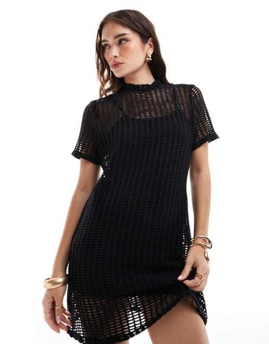 Vestito corto stile t-shirt con cuciture traforate - ASOS DESIGN - Modalova