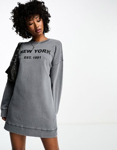 Vestito felpa oversize color antracite con stampa grafica "New York" - ASOS DESIGN - Modalova
