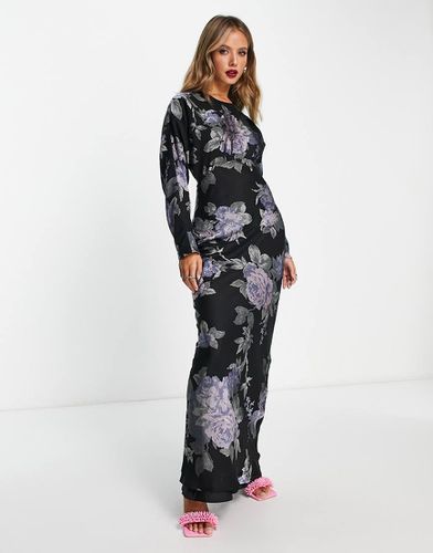 Vestito lungo accollato con stampa floreale dévoré - ASOS DESIGN - Modalova