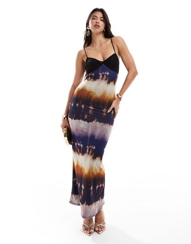 Vestito lungo con fascette a righe tie-dye con bustino in pizzo - ASOS DESIGN - Modalova