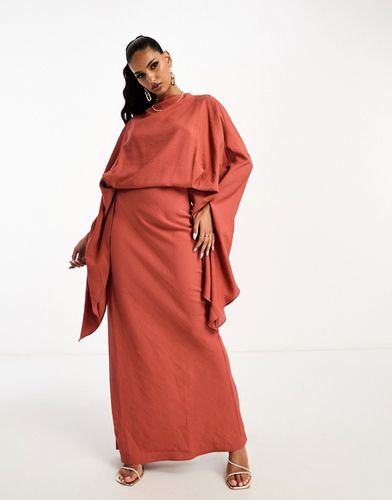Vestito lungo color ruggine slavato con dettaglio sovrapposto - ASOS DESIGN - Modalova