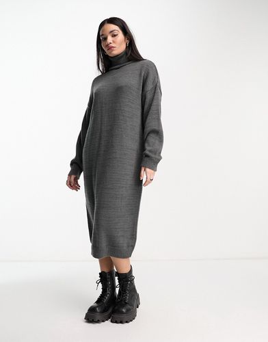 Vestito lungo oversize accollato in maglia antracite - ASOS DESIGN - Modalova