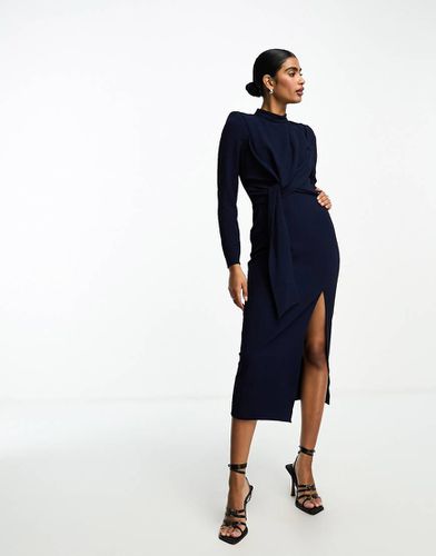 Vestito midi accollato con incrocio sul davanti - ASOS DESIGN - Modalova