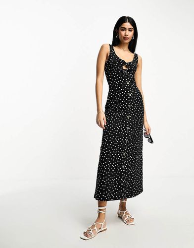 Vestito midi senza maniche con bottoni e laccetti a pois - ASOS DESIGN - Modalova