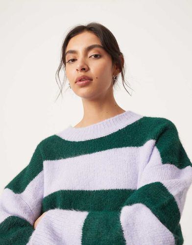 Maglione oversize girocollo in maglia a righe lilla e verde - ASOS EDITION - Modalova