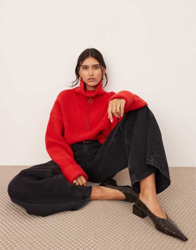 Maglione a coste rosso con zip corta - ASOS EDITION - Modalova