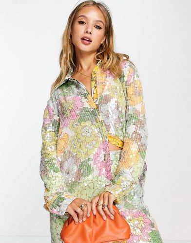 Camicia oversize con paillettes a fiori - ASOS EDITION - Modalova