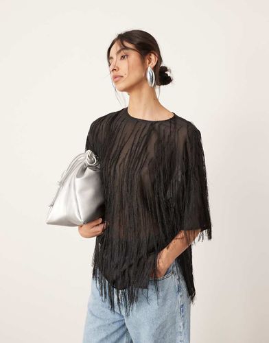 Top squadrato nero con frange - ASOS EDITION - Modalova