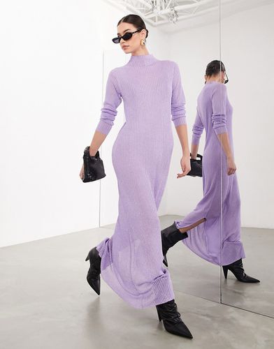 Vestito lungo lilla a maniche lunghe in maglia metallizzata - ASOS EDITION - Modalova