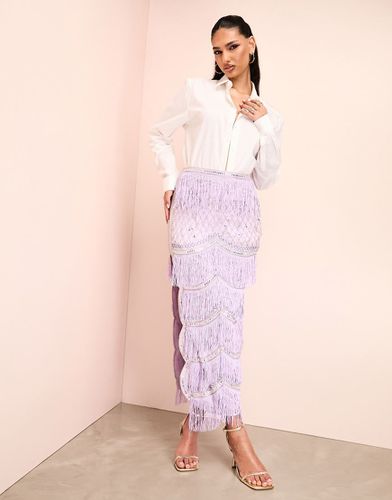 Gonna midi decorata con frange - ASOS LUXE - Modalova